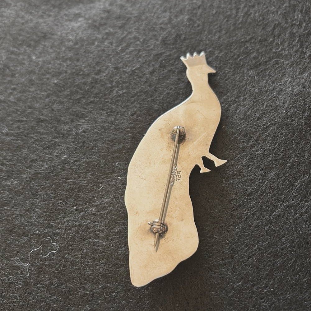 Peacock Sterling Silver Pin - Picture 3 of 3